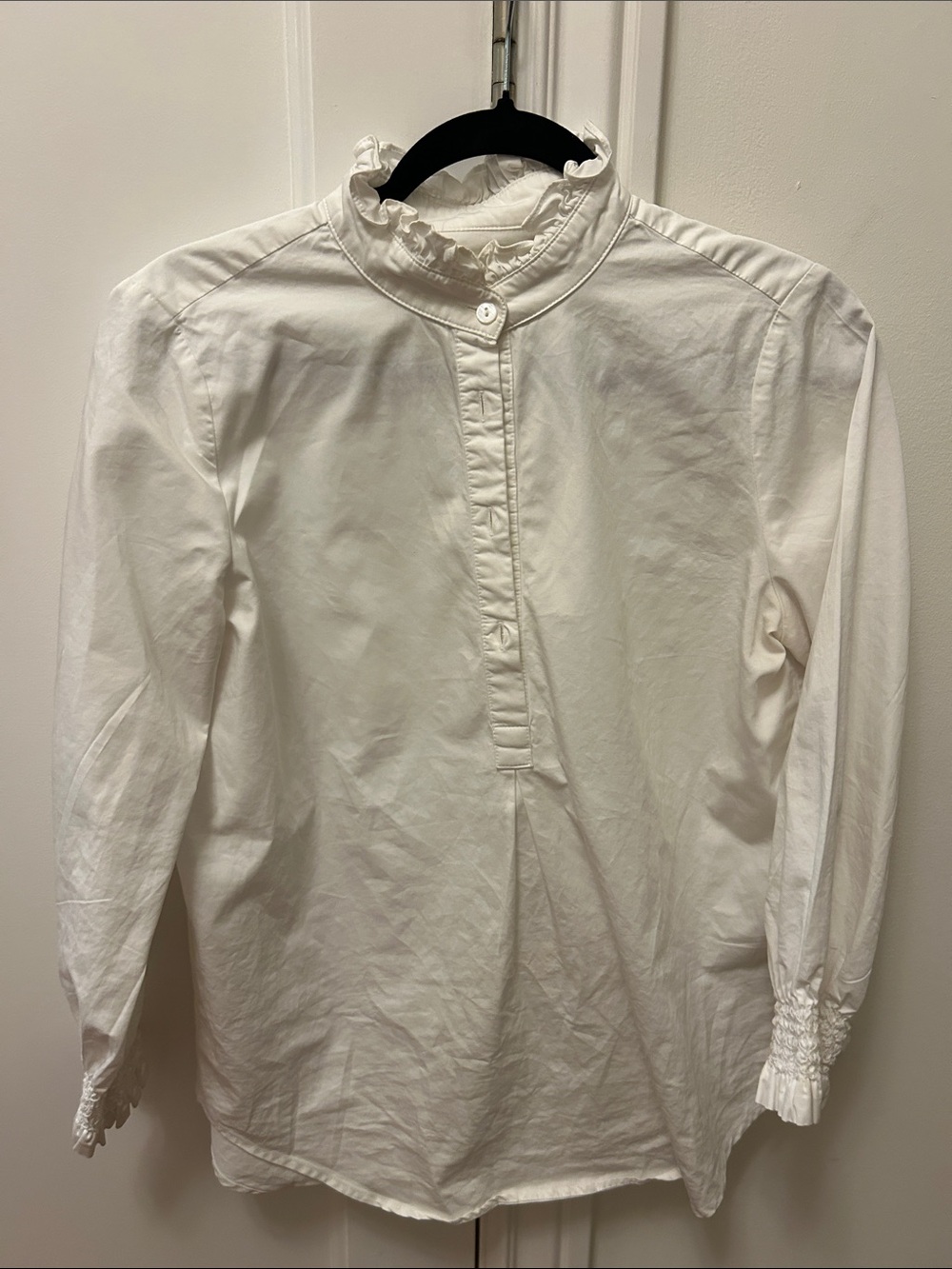 Tuckernuck White Ruffle-Collar Cotton Popover Blouse